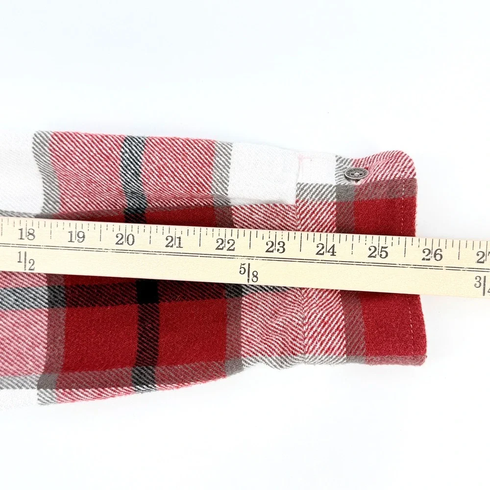 True Religion Flannel Shirt Mens XL Red White Plaid Good Long Sleeve Button Down